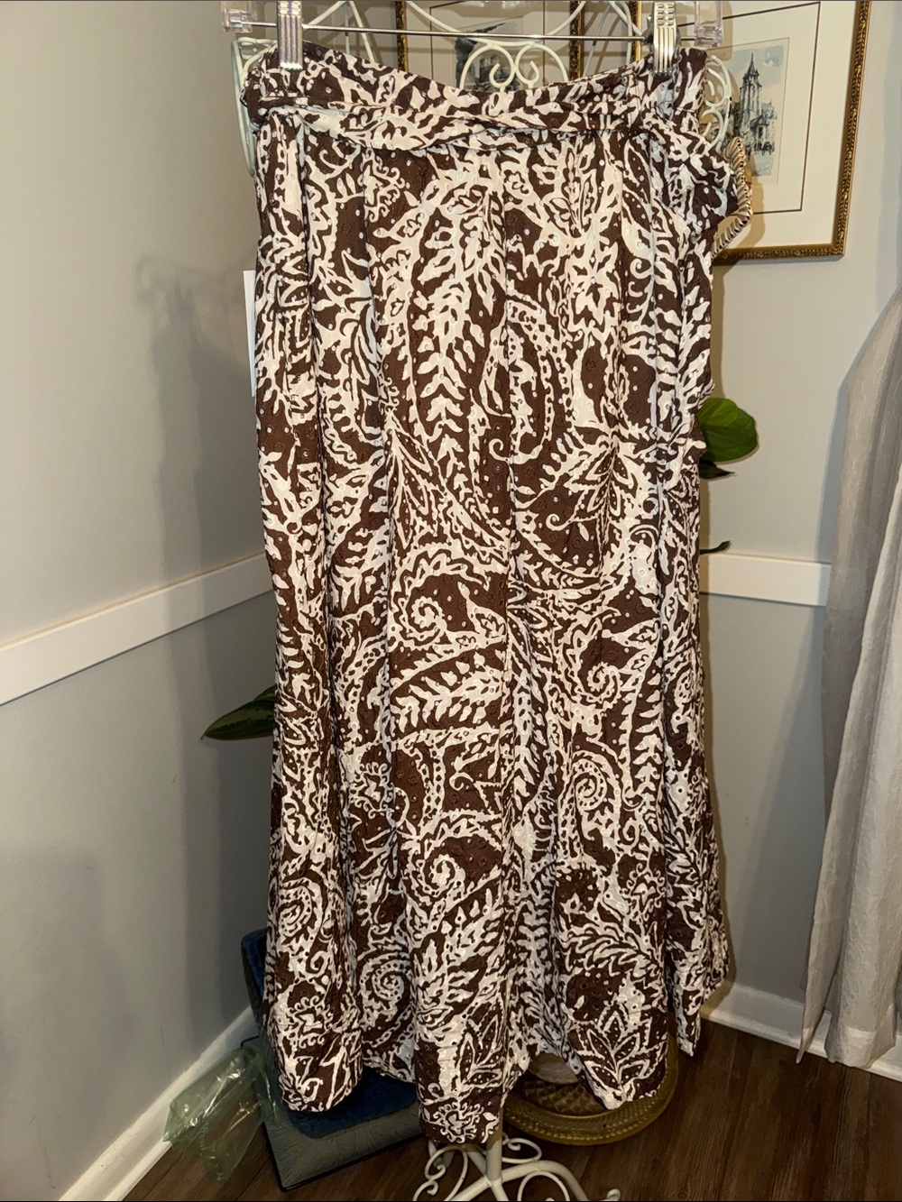Jason Wu Brown and White Printed Maxi Skirt NWT!